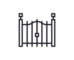 Fence concept. Modern outline high quality illustration for banners, flyers and web sites. Editable stroke in trendy flat style. Line icon of fence vector