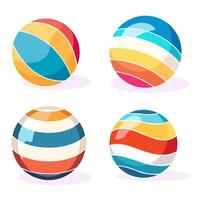 Beach Ball Flat Illustrations Collection. Perfect for different cards, textile, web sites, apps vector