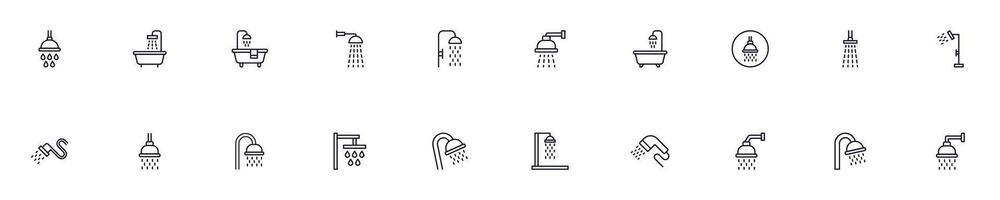 Collection of thin vector images of shower for web sites, newspapers, articles book