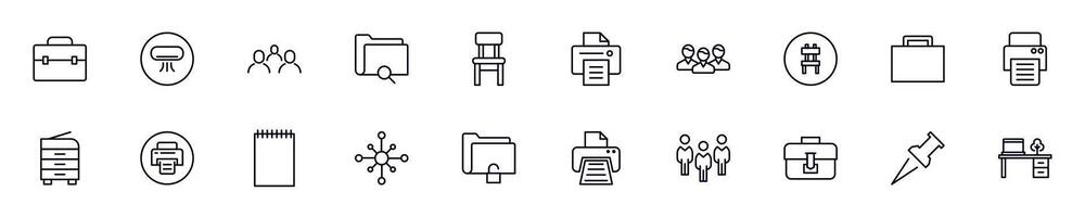 Set of vector symbols of office. Editable stroke. Simple outline signs that perfect for banners, infographics, web sites