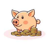 Piggy Bank Colourful Vector Flat Illustration. Perfect for different cards, textile, web sites, apps