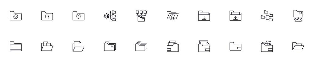 Folder vector images collection. Simple linear illustration that can be used as a design element for apps and websites