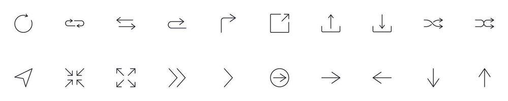 Arrows linear symbols pack. Outline symbol and editable stroke for apps, stores, shops, infographics vector