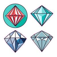 Diamond Vivid Flat Illustrations Collection. Perfect for different cards, textile, web sites, apps vector