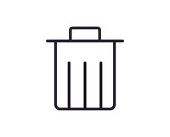 Simple sign and symbols for UI. Suitable for web sites, apps, internet stores. Editable stroke. Vector line icon of trash can as symbol delete