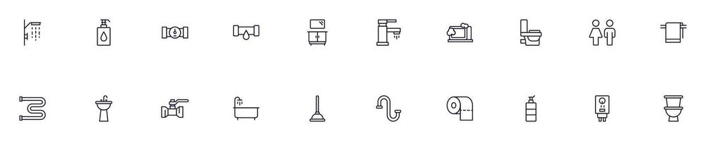 Plumbing linear symbols bundle. Vector collection for web sites, newspapers, apps, infographics