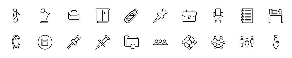 Collections of line icons of office. Simple linear illustration that perfect for web banners, social networks, articles, infographics vector