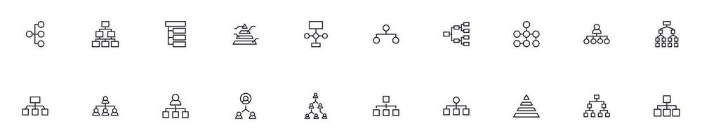 Hierarchy modern web icons for infographics. Simple linear illustration for apps, sites, infographics vector