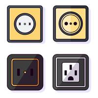 Socket Flat Illustrations Collection. Perfect for different cards, textile, web sites, apps vector