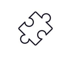 Interface and internet sign. Vector simple minimalistic isolated symbols in line style. Editable strokes. Vector line icon of puzzle