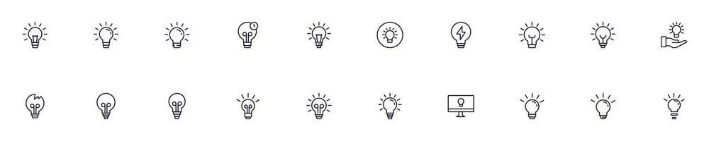 Lamps outline vector signs drawn with thin line. Simple linear illustrations for stores, shops, banners, design