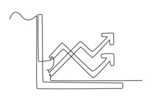 Continuous one line drawing charts, diagrams, schemes, graphs concept for business presentation. Doodle vector illustration.