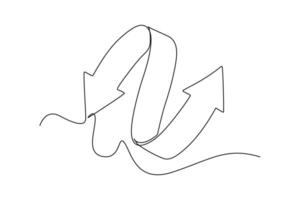 One continuous line drawing of arrow concept. Doodle vector illustration in simple linear style.