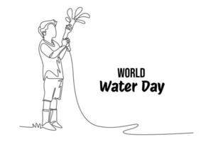One continuous line drawing of world water day concept. Doodle vector illustration in simple linear style.