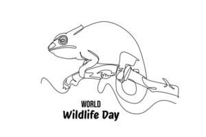 Continuous one line drawing world wildlife day concept. Doodle vector illustration.