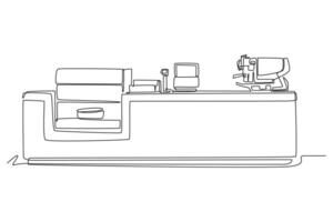 uno continuo línea dibujo de cafetería, café tienda o café concepto. garabatear vector ilustración en sencillo lineal estilo.