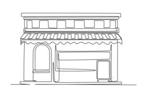 One continuous line drawing of Coffeehouse, coffee shop or cafe concept. Doodle vector illustration in simple linear style.