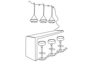 One continuous line drawing of Coffeehouse, coffee shop or cafe concept. Doodle vector illustration in simple linear style.