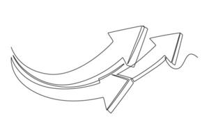 One continuous line drawing of arrow concept. Doodle vector illustration in simple linear style.