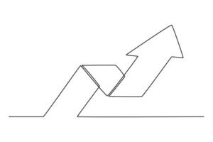 One continuous line drawing of arrow concept. Doodle vector illustration in simple linear style.