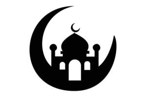 Mosque icon, islamic icons, ramadan kareem, eid mubarak, silhouette logo vector illustration design