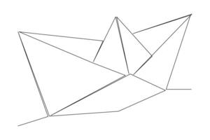 Continuous one line drawing paper boat outline vector art illustration