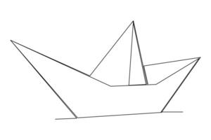 Continuous one line drawing paper boat outline vector art illustration