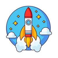 Spaceship Vector Isolated Flat Illustration. Perfect for different cards, textile, web sites, apps