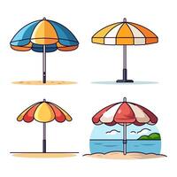 Umbrella Flat Illustrations Collection. Perfect for different cards, textile, web sites, apps vector