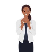 Woman clapping with both hands applause congratulations concept vector