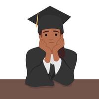 Confused expression of a female graduate. illustration of a person thinking about what to do after graduating from school. vector