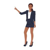 Woman is pointing at something. vector