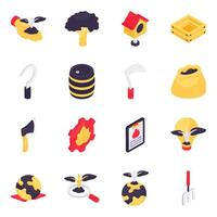 Set of Ecology Isometric Icons vector