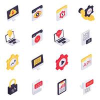 Set of Web and Development Isometric Icons vector