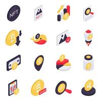 Set of Cryptocurrency Isometric Icons vector