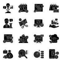 Set of Business and Analytics Solid Icons vector