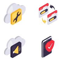 Set of Cloud and Data Isometric Icons vector