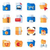 Set of Folders and Document Flat Icons vector