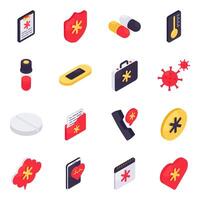 Set of Medical Isometric Icons vector