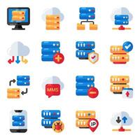 Set of Data Server Flat Icons vector