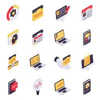 Set of Coding Isometric Icons vector