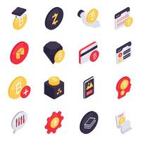 Set of Crypto Isometric Icons vector