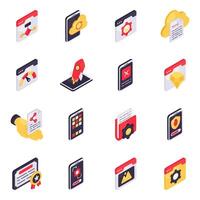 Set of Web and Programming Isometric Icons vector