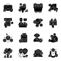 Set of Business and Strategy Solid  Icons vector