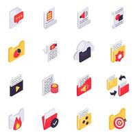 Set of Folders Isometric Icons vector