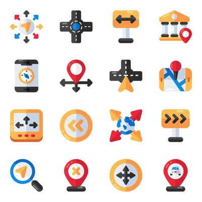 Set of Location Flat Icons