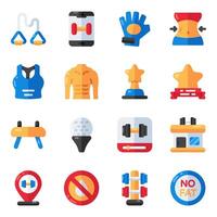 Set of Sports and fitness Flat Icons vector