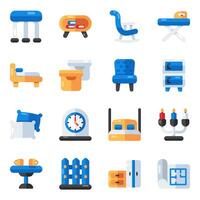 Set of Home Furnishings Flat Icons vector