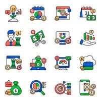 Set of Business and Analytics Flat Icons vector