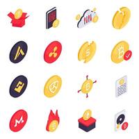 Set of Digital Money Isometric Icons vector